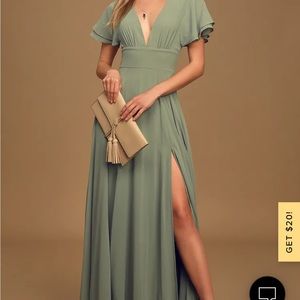 Lulus sage green floor length dress